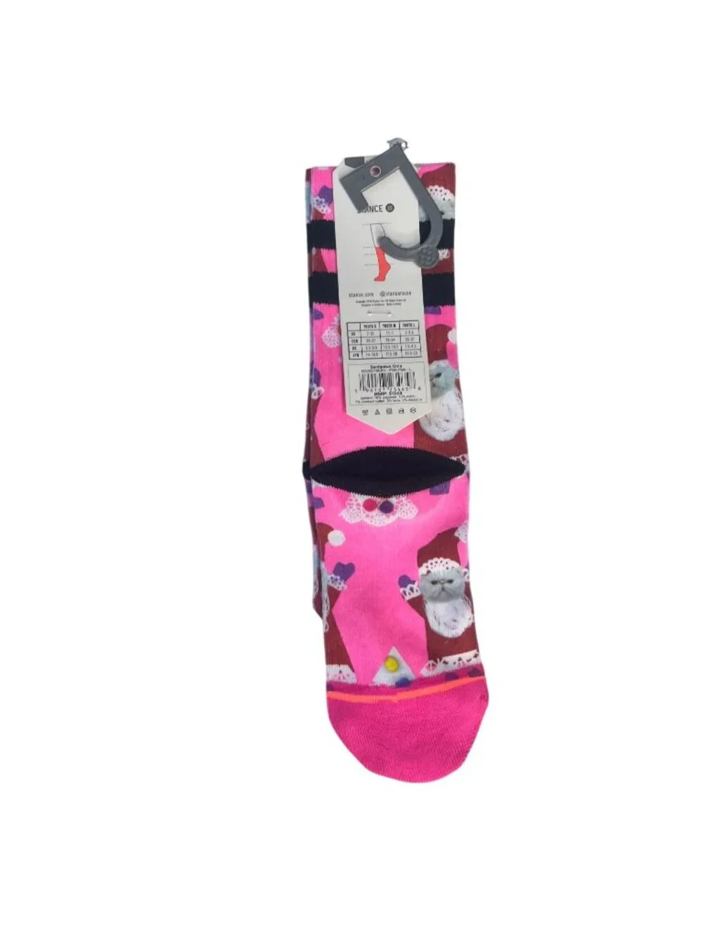Stance Santapaws Pink Crew Socks Girls Large 2-5.5 New Light Cushion Christmas C
